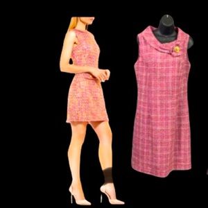 Dress tweed pink mini dress fashion style designer outfit